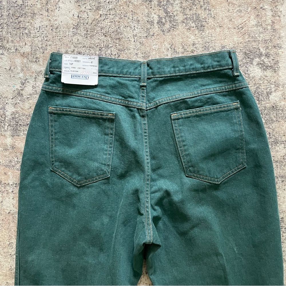 Vintage Lands’ End Womens‎ Hunter Green Straight Leg Jeans NOS 16 Petite READ** - Picture 7 of 13